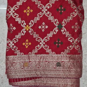 Red Bandhani Weave Banarasi Georgette Saree